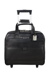 HARTMANN Heritage Mobile Office czarna teczka skórzana na komputer 16" na kołach  61829-1041